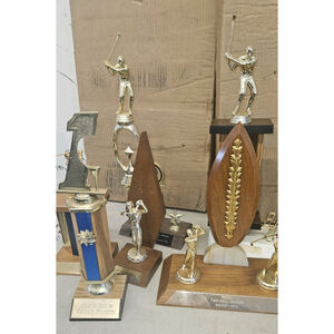Vtg Golf Trophy Lot Of 6 Gold Silver Metal Wood Plastic Mid Swing 70'